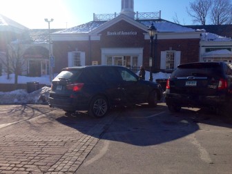 A poor parking job on Elm Street at 9:10 a.m. on Feb. 25. Credit: Terry Dinan