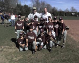 In the back row, Mike Havard and Mike O'Neill with their kids' team, the Mohawks. Contributed