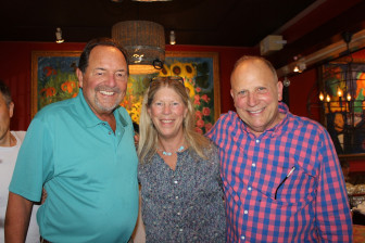 Co-owners (l-r) Jeb Swift, Ceal Swift, and Billy Auer at Gates Restaurant in New Canaan on the final day of operation, April 26, 2015. Credit: Terry Dinan