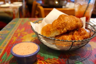 Croissants with strawberry butter at Gates Restaurant in New Canaan on the final day of operation, April 26, 2015. Credit: Terry Dinan