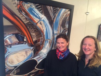 Carriage Barn Arts Center co-directors Arianne Kolb and Eleanor Flatow are gearing (sorry) up for "Va Va Vroom! The Art of the Vehicle" which opens Sunday. Credit: Michael Dinan