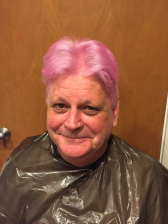 NCHS teacher David Harvey has agreed to dye his hair pink for a full week in order to raise additional funds through an extracurricular club that benefits a summer camp for kids who have cancer or have had cancer. 