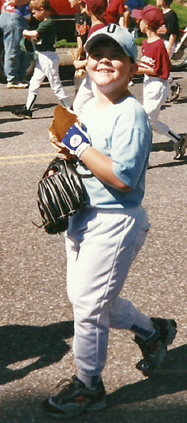 Walking in the Memorial Day parade during my first year of playing baseball in New Canaan – playing for the Utes in 1999.