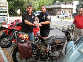 "Getting arrested for riding too slow on my 1915 Harley before the Motorcycle Cannonball in 2010."—Buzz Kanter