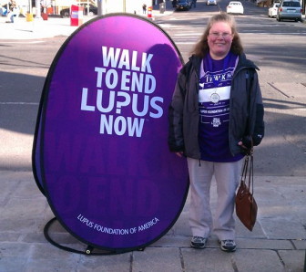 New Canaan's Colleen Hann at the 2014 Walk to End Lupus Now. She and husband Chris have nearly reached their goal of raising $6,400 for this year's walk, to be held Saturday, May 2, in New York City. Contributed