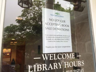 New Canaan Library no longer is accepting donated books, as the organization is forced to discontinue its volunteer-run book sale. Credit: Michael Dinan