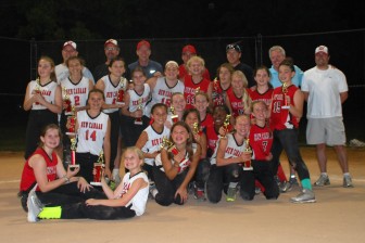 Both the New Canaan Majors White and Red softball teams earned championship trophies this season. Contributed 