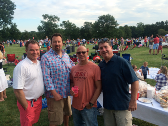 L-R: Tim Hartnett, Terry Dinan, Al Fusco and Brian Rogers at the New Canaan Family Fourth 2015 at Waveny. Credit: Michael Dinan