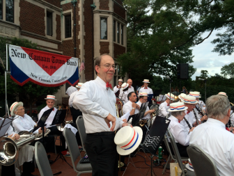 The New Canaan Town Band gets ready at the New Canaan Family Fourth 2015 at Waveny. Credit: Michael Dinan