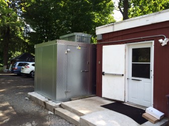 The new walk-in out back of Silvermine Market. The ZBA on Monday granted a variance to allow it to be located here permanently, and an enclosure is planned. Credit: Michael Dinan