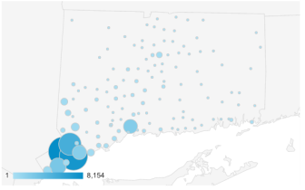 A screen shot from Google Analytics shows traffic distribution from NewCanaanite.com within Connecticut.