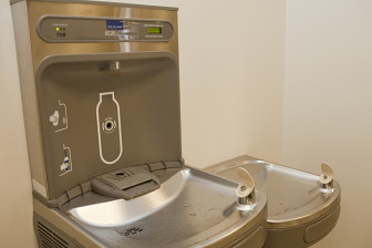 An installed bottle filling station/water fountain.