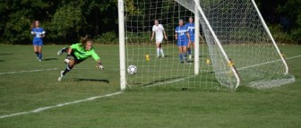 Braden Dial's ball heading into the net for the decisive goal. Photo Credit: Amy Murphy Carroll