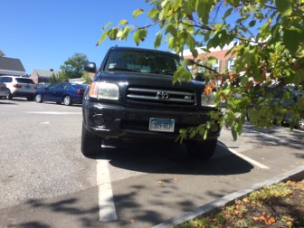 A mis-parked Toyota SUV in Morse Court, on Sept. 6. Credit: Michael Dinan
