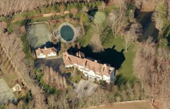 Aerial of 559 West Road in New Canaan