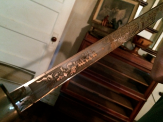 Patrick Smith's name—'Pat Smith'—is engraved in the sword. Credit: Michael Dinan