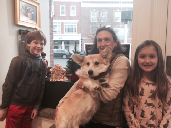 Graham (L) and Lilly Butler (R) with Betsy and Snaffles Jesup at Handwright Gallery on Main Street. Contributed
