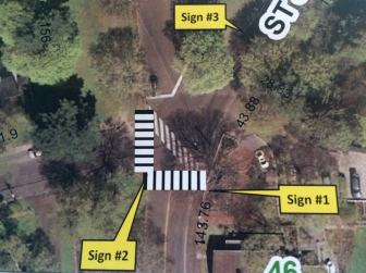 A new system of crosswalks and push-button, pedestrian-activated signs is coming to God's Acre. Image courtesy of the New Canaan Department of Public Works