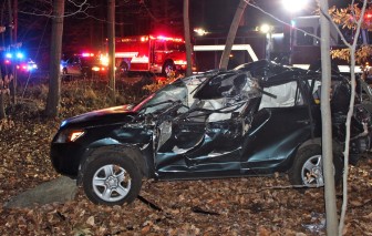 Scenes from a car accident on Laurel Road, January 7, 2016. Credit: Terry Dinan