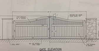 The proposed driveway gate for 100 Clapboard Ridge Road. 