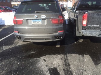 An inconsiderate parking job in the Walgreen's lot on Jan. 25, 2016. SE photo