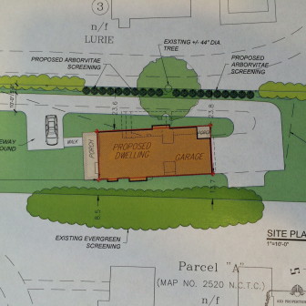 Close-up look at a landscaping plan for 335 Jelliff Mill Road. 