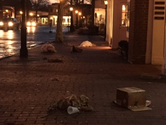 Downtown New Canaan early on the morning of Thursday, Feb. 25, following a very windy night that knocked power out of hundreds of local homes. Carl Franco photo