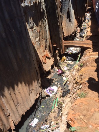 The trench filled with waste in Kibera. Anne Goebel photo 