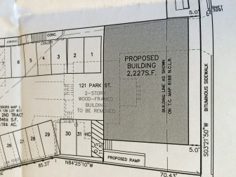 A detail of the site plan for 121 Park St.
