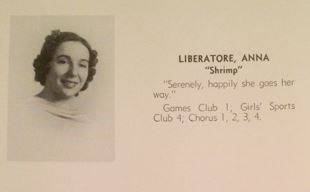 Anna Marie (Liberatore) Paglialunga's 1939 NCHS yearbook photo. Credit: Perannos