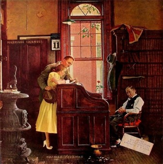 Norman Rockwell's "Marriage License"—from the print at Town Hall. 