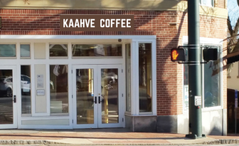 The sign for Kaahve coffee shop is designed by New Canaan-based Nurenu.