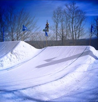 Sumner Orr doing a Method off a 25’ jump in a Slope Style Competition at Okemo Mountain March 4. Credit: Michelle Orr