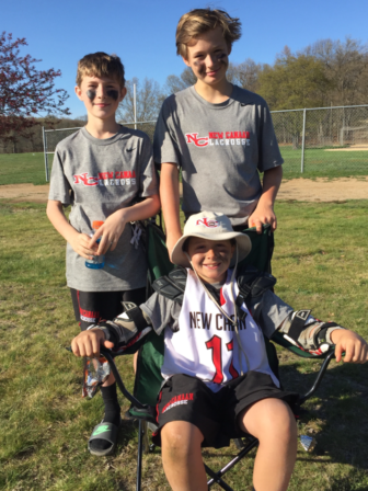 Brendan Hagan, Mack Seelert and Ryan Connelly (sitting) after a long weekend of lax. Credit: Contributed