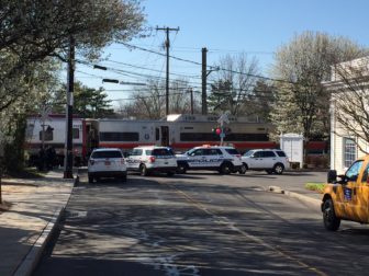 MTA officials on the scene of a non-passenger train derailment in New Canaan on April 14, 2016. Contributed