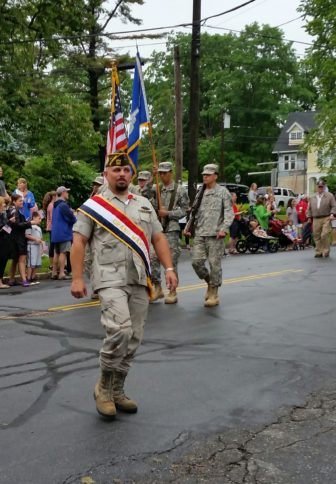 New Canaan Memorial Day Parade Grand Marshal Christopher Cogswell, on May 30, 2016. Credit: Faith Kerchoff