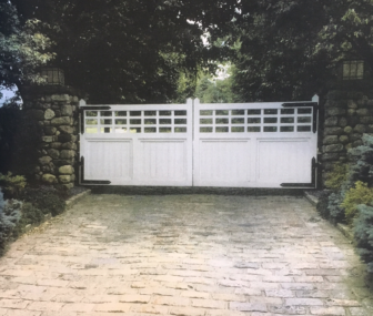 The pillars and gate proposed for a Jonathan Road driveway would have been similar to the ones in place here at an adjoining Barnegat Road property (without the cobblestone run-up). 