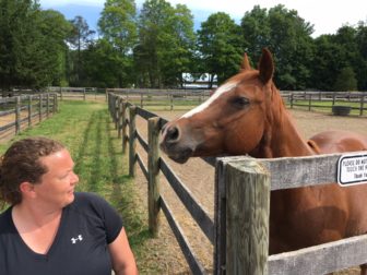 New Canaan Mounted Troop Barn Manager Anne Dylewski with Superman. Credit: Michael Dinan