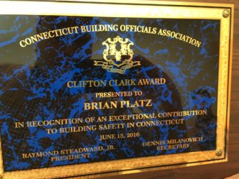 The Clifton Clark Award from the Connecticut Building Officials Association went to New Canaan Chief Building Official Brian Platz.
