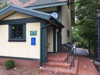 This likely is the "vestibule" in question, so the stair on which the Stamford woman tripped and fell would be inside. Credit: Michael Dinan