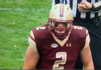Zach Allen playing in BC's season opener against Georgia Tech in Dublin. Credit: Contributed
