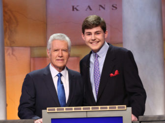Alex Trebek, host of Jeopardy!, with Porter Bowman