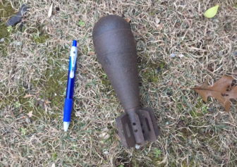 Here's a photo of the mortar shell that turned up at an Orchard Street home on Tuesday afternoon. Published with permission from its owner